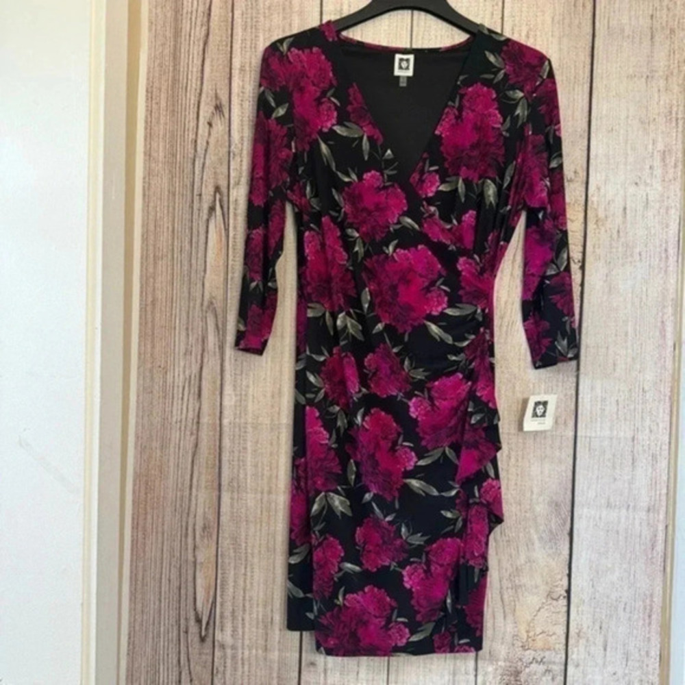 Anne Klein Womens 3/4 sleeves floral dress size 12